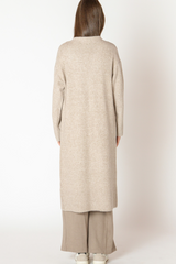 Light Gray Longline Open Cardigan Cardigan