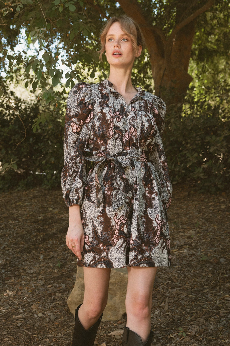 Dark Olive Green Ivana Mini Dress in Castello Mini Dress