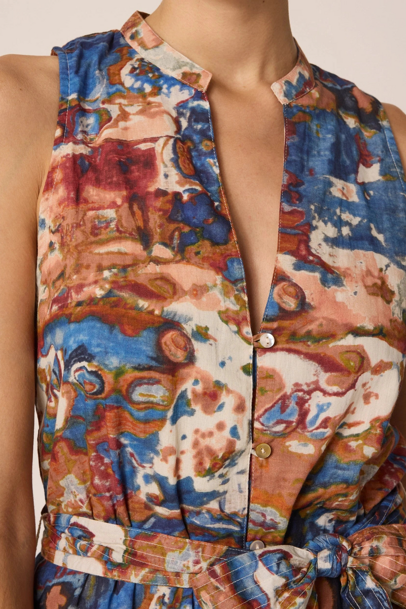 Rosy Brown Izora Midi Dress in Murano Print Midi Dress