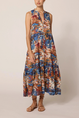 Light Gray Izora Midi Dress in Murano Print Midi Dress