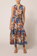 Gray Izora Midi Dress in Murano Print Midi Dress