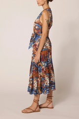 Light Gray Izora Midi Dress in Murano Print Midi Dress