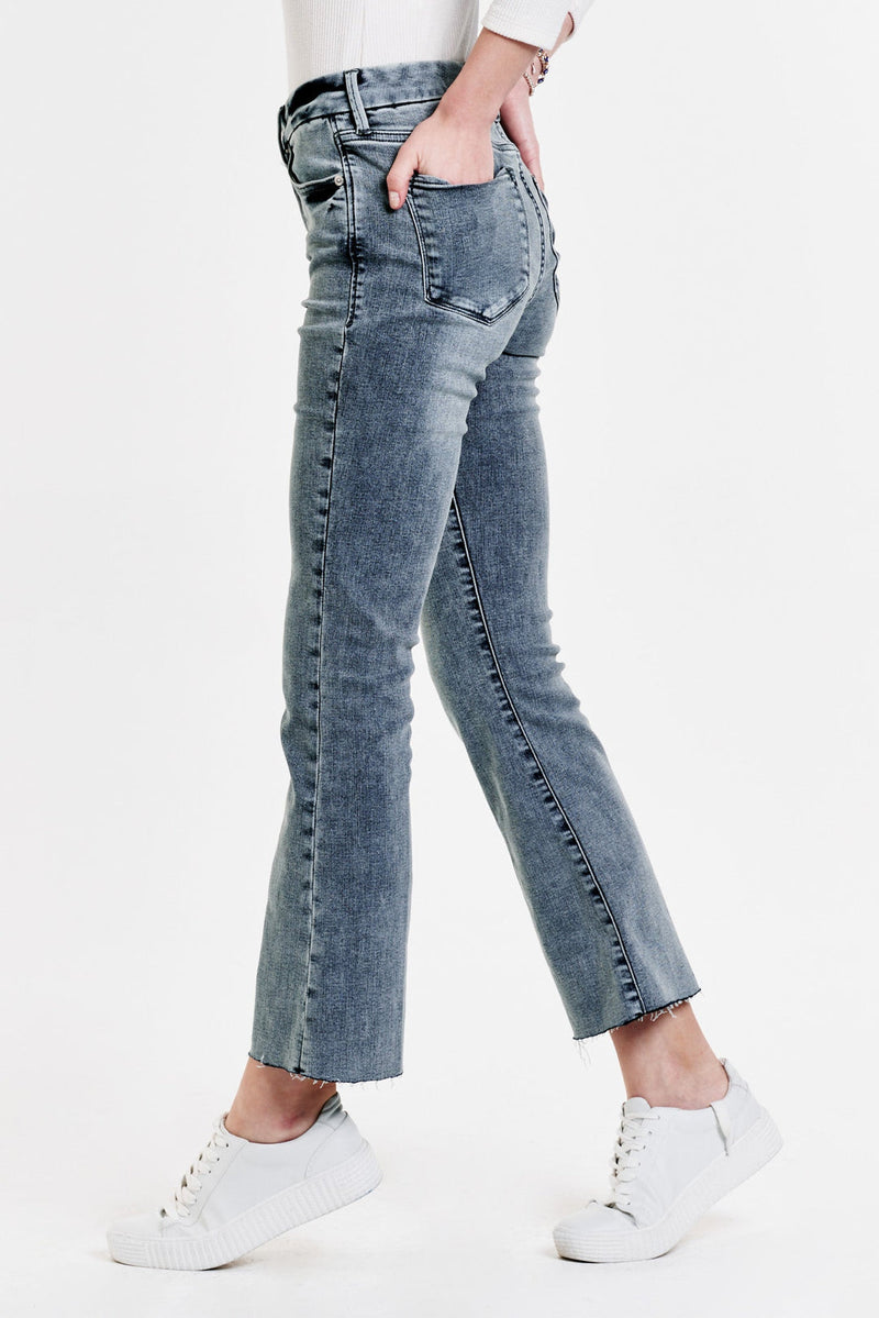 White Smoke Jeanne Super High Rise Cropped Flare Jeans Jeans