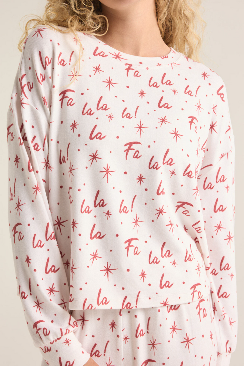 Antique White Fa La La LS Top