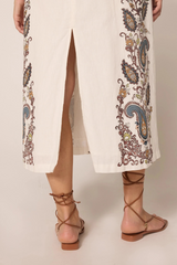 Light Gray Jolene Ankle Dress in Veneto Paisley Midi Dress