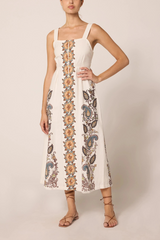 Light Gray Jolene Ankle Dress in Veneto Paisley Midi Dress