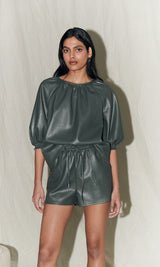 Gray Juana Faux Leather Top