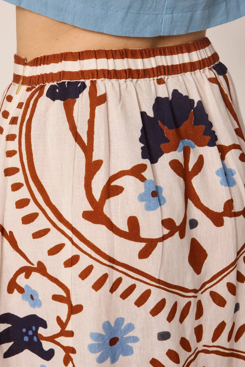 Gray Juliet Ankle Skirt in Liliana Print Midi Skirt