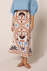 Gray Juliet Ankle Skirt in Liliana Print Midi Skirt