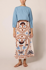Gray Juliet Ankle Skirt in Liliana Print Midi Skirt