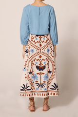 Gray Juliet Ankle Skirt in Liliana Print Midi Skirt