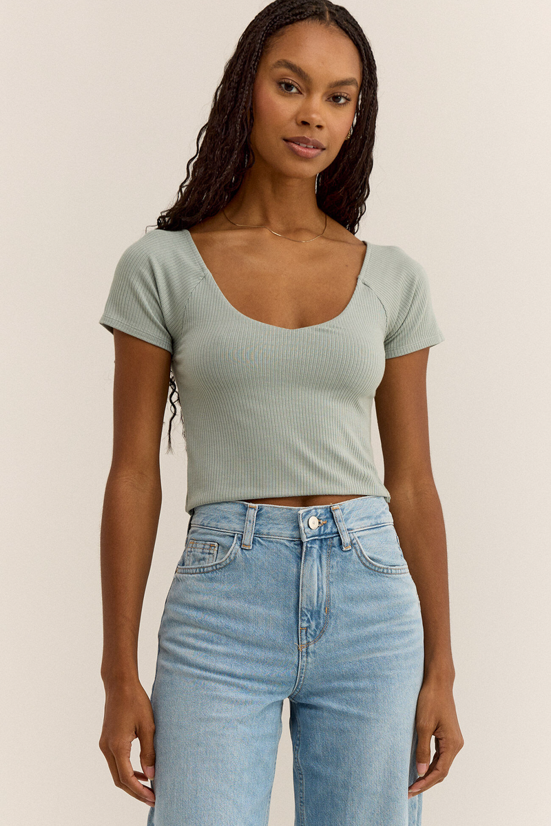 Light Gray Kallen Rib Top Top