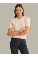 Dark Gray Kara Bobble Knit Short Sleeve Cardigan sweater