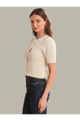 Dark Gray Kara Bobble Knit Short Sleeve Cardigan sweater