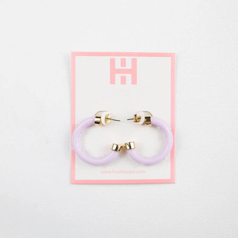 Lavender Hoo Hoops Mini with Pearls Earring