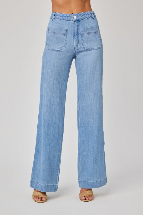 Gray Lola Two Pocket Wide Leg in Sea Breeze Wash Pant
