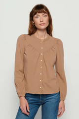 Gray Luanne Yoked Snap Tee Top