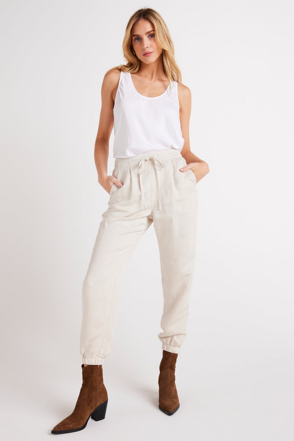 Antique White Luna Pleat Front Jogger jogger