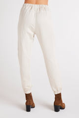 Antique White Luna Pleat Front Jogger jogger