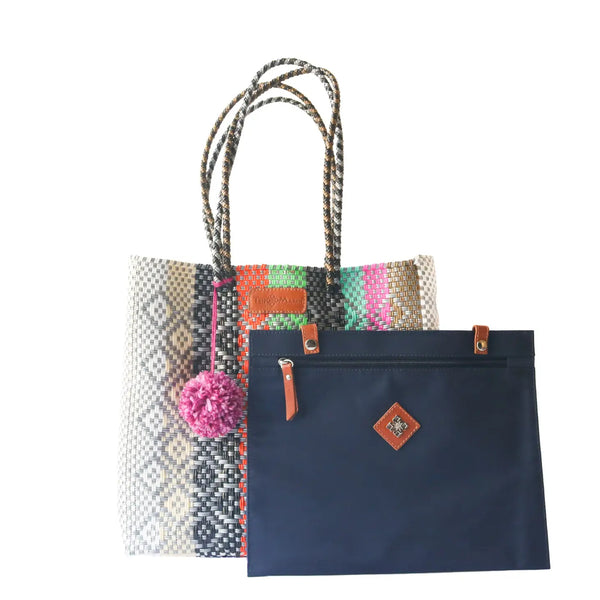 Gray Maya Woven Tote Bag Handbags