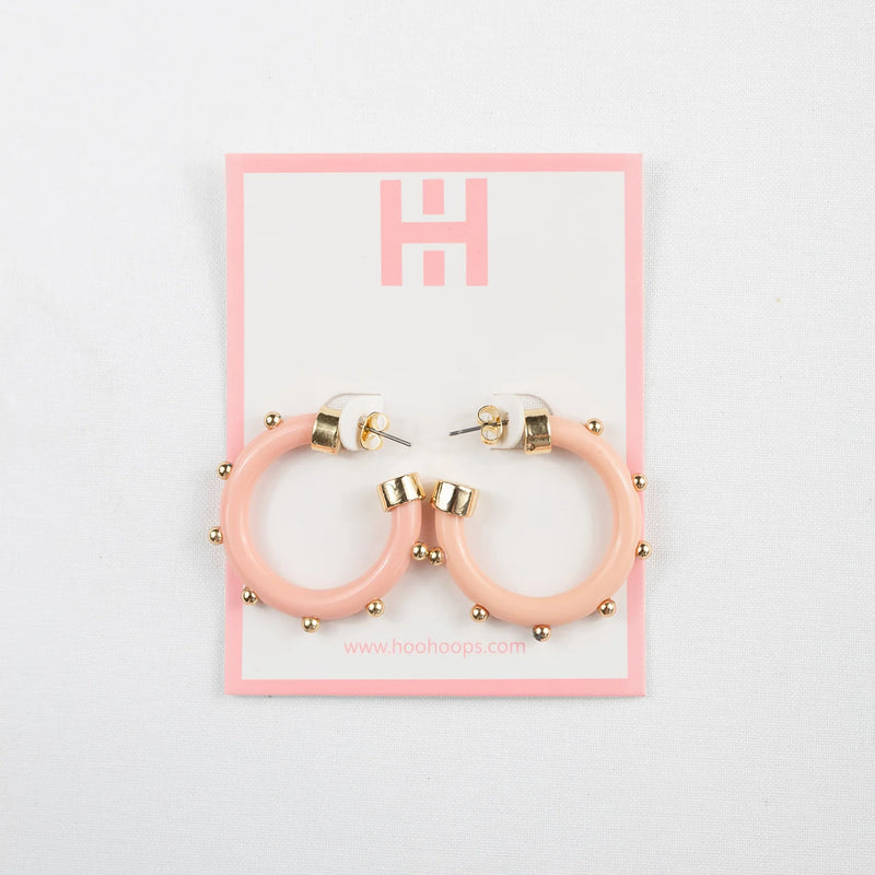 Beige Hoo Hoops Mini with Gold Studs Earring