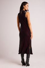 Light Gray Mock Neck Velvet Dress Midi Dress