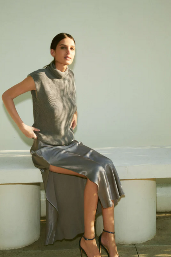 Dark Gray Maribel Bias Skirt Skirt