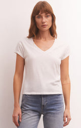 Light Gray Modern V Neck Tee Shirts & Tops