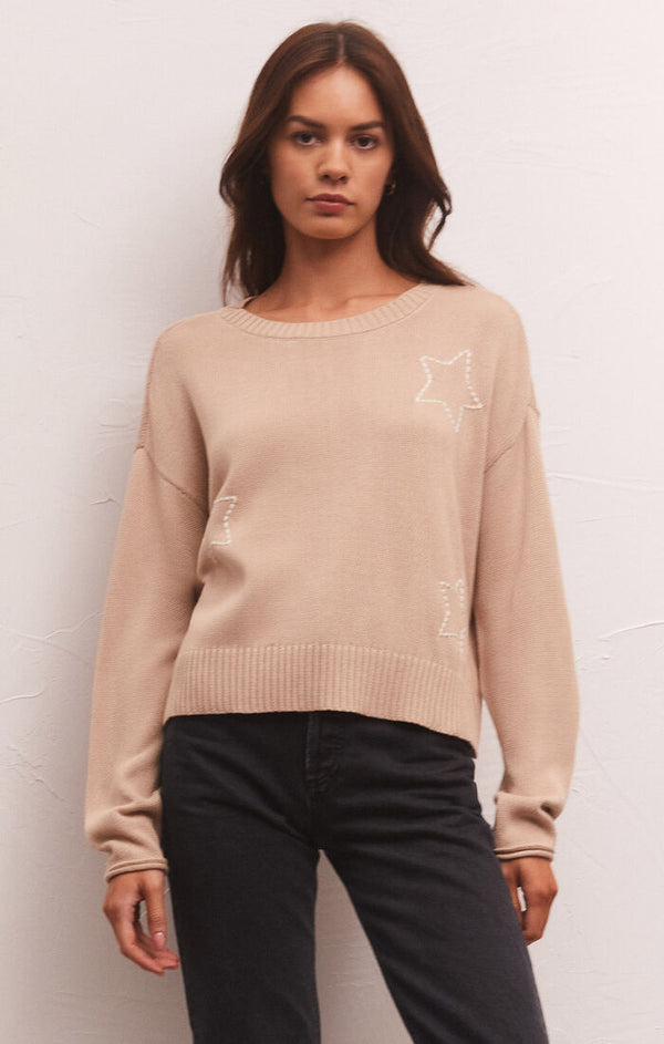 Light Gray Sienna Star Sweater Sweater