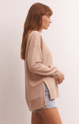 Light Gray Modern Neck Weekender Sweater