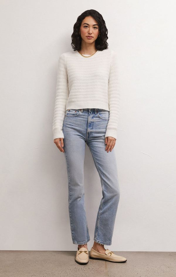 Light Gray Bowie Cropped Sweater Top