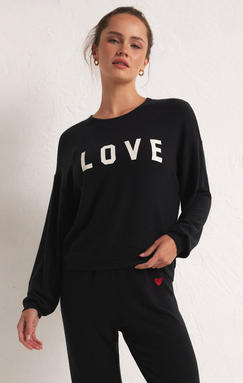 Light Gray Team Love LS Top Top