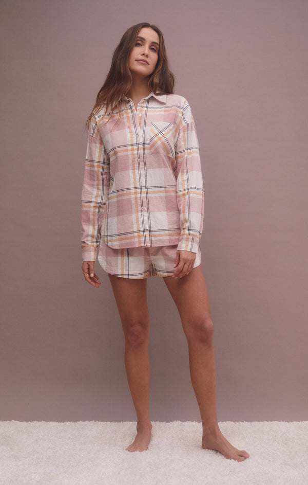 Dim Gray Co-Ed Plaid Boxer Pajamas