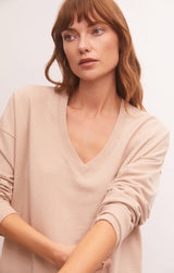 Wheat Modern Neck Weekender Sweater