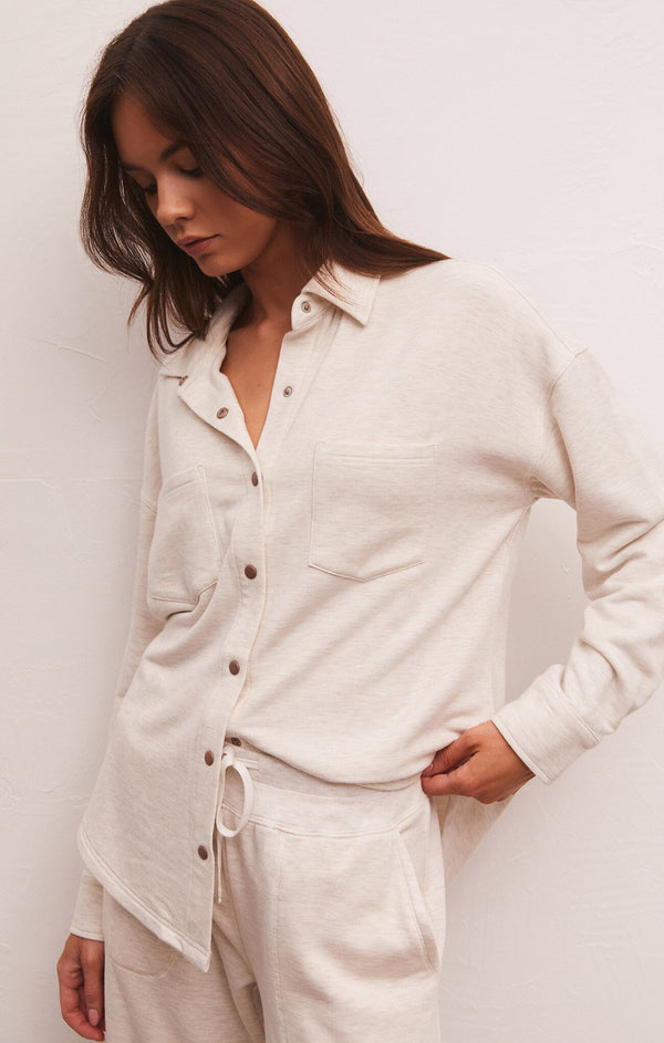 Light Gray Modal Shirt Jacket Top