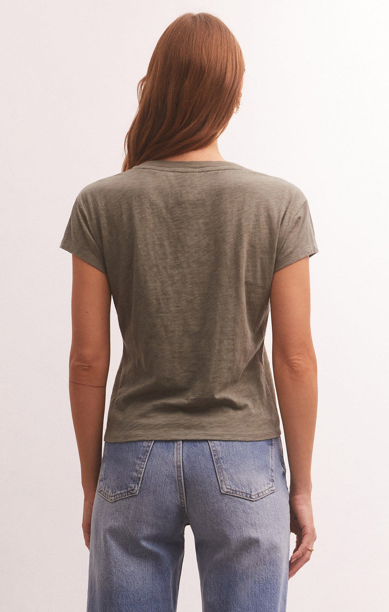 Light Gray Modern V Neck Tee Shirts & Tops
