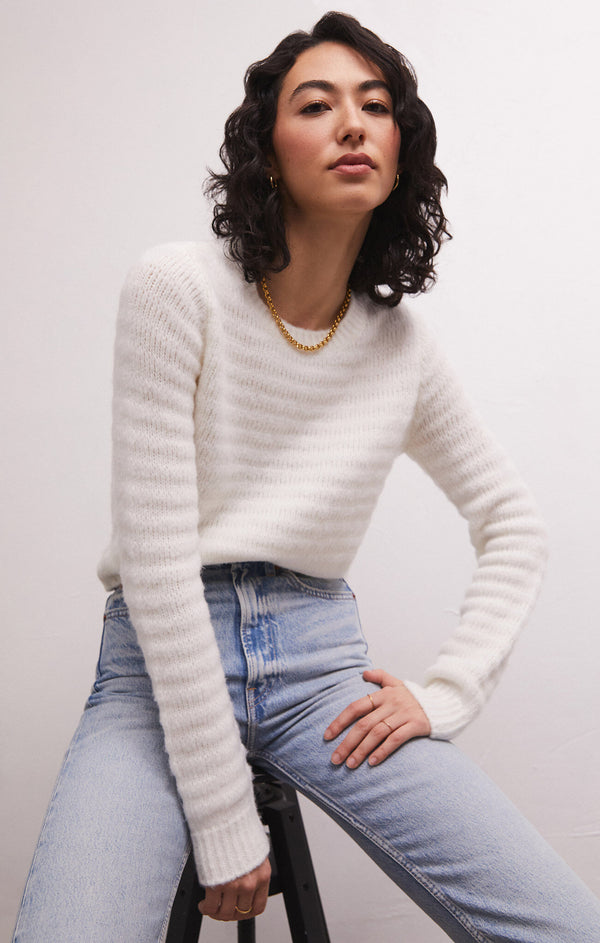 Light Gray Bowie Cropped Sweater Top