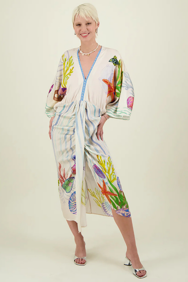 Light Gray Sophia Kimono Dress Midi Dress