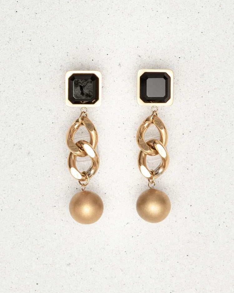 Beige Perry Onyx Earrings Earrings