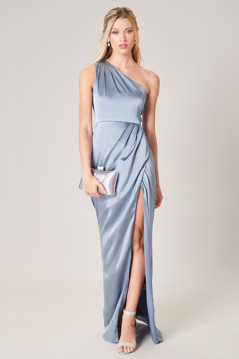 Light Gray Prestige One Shoulder Asymmetrical Maxi Dress Formal Dress