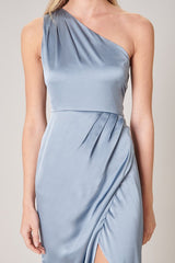 Gray Prestige One Shoulder Asymmetrical Maxi Dress Formal Dress