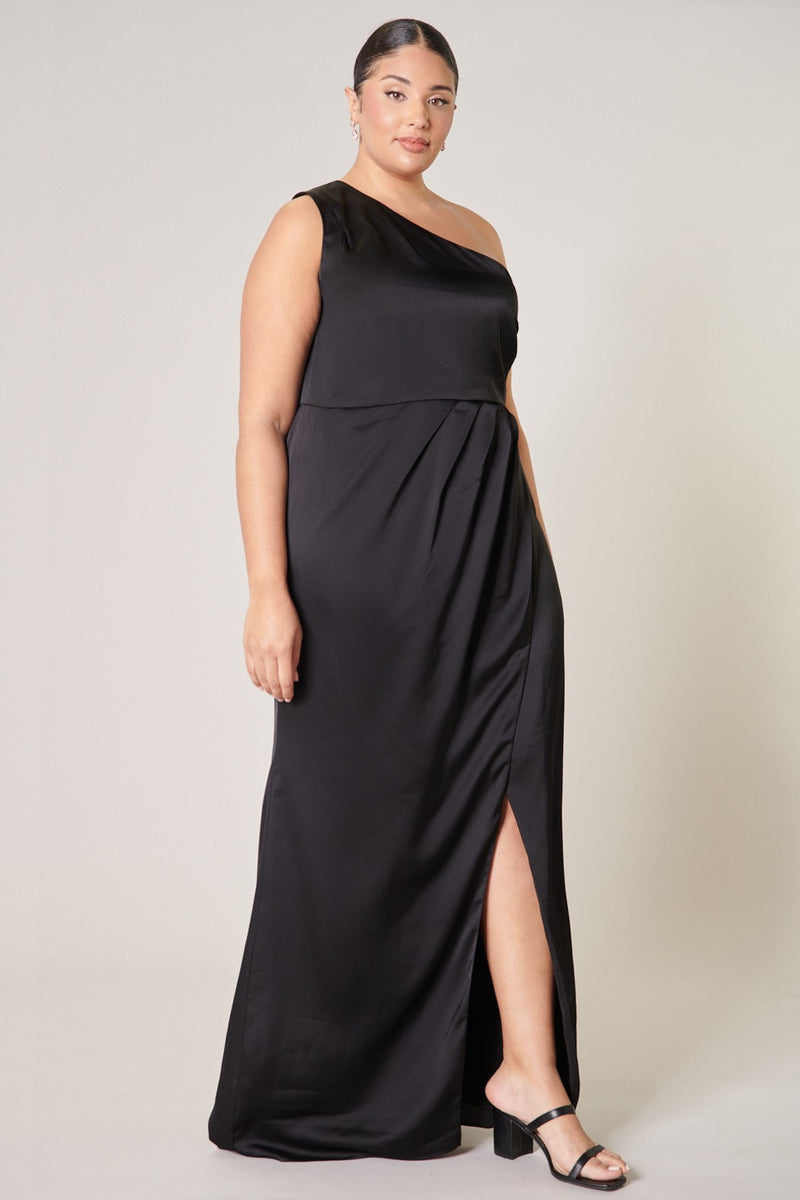 Dark Slate Gray Prestige One Shoulder Asymmetrical Maxi Dress dress