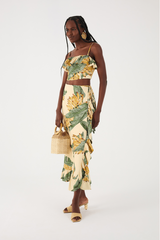 Ruffled Pareo Skirt with Paradise Print