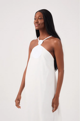 Linen Cropped Dress with Ball Neckline
