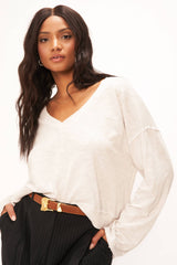 Black Adonis Slub Long Sleeve Tee Top
