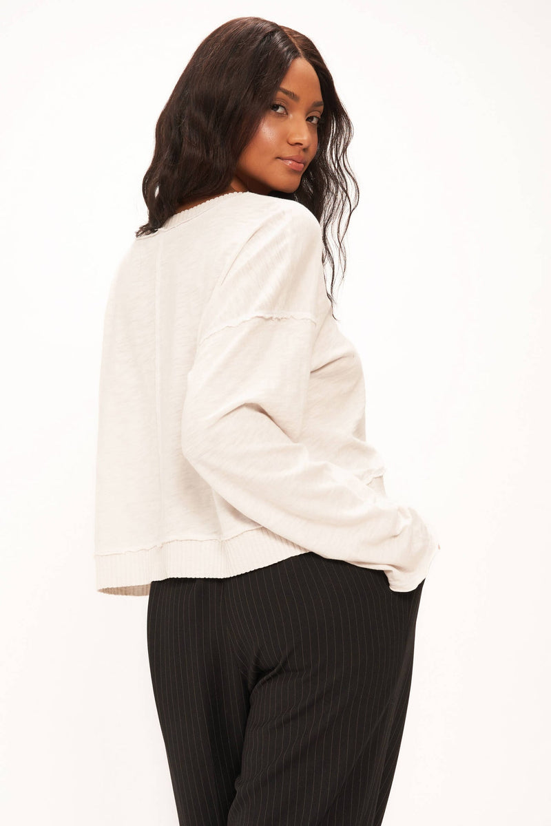 Dark Slate Gray Adonis Slub Long Sleeve Tee Top
