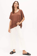 White Smoke Dalette Scoop Relaxed Tee Shirts & Tops