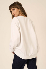 Antique White Flocked Bow Sweatshirt Sweatshirt