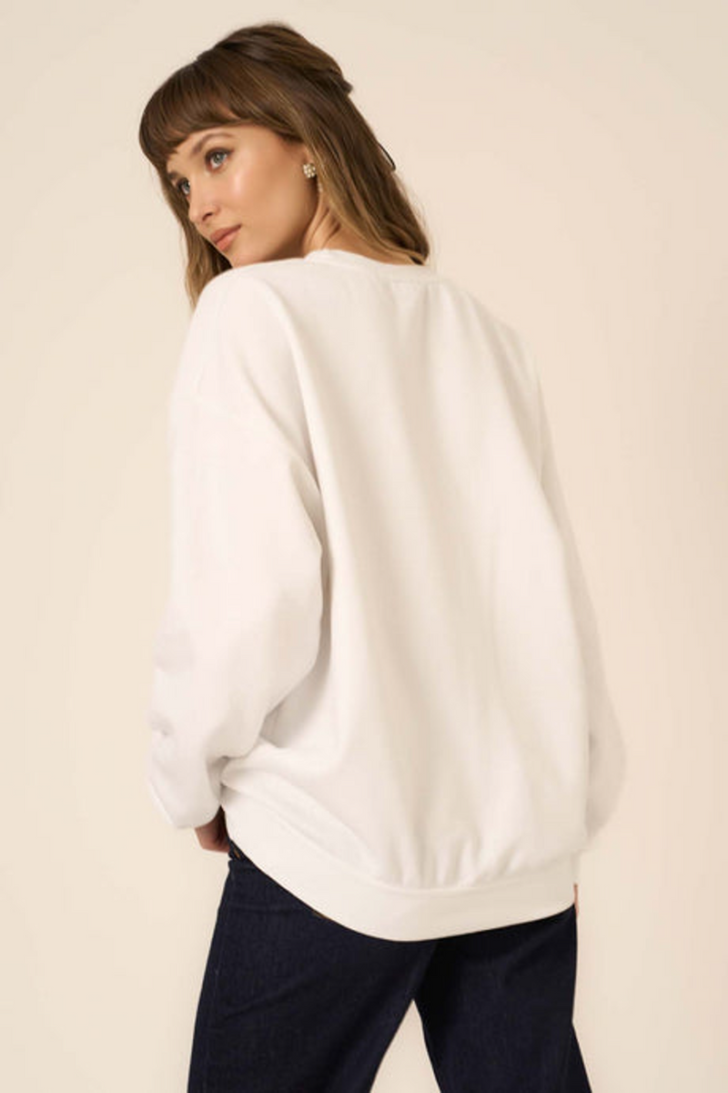 Antique White Flocked Bow Sweatshirt Sweatshirt