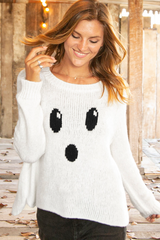Antique White Ghost Chunky Crew Sweater